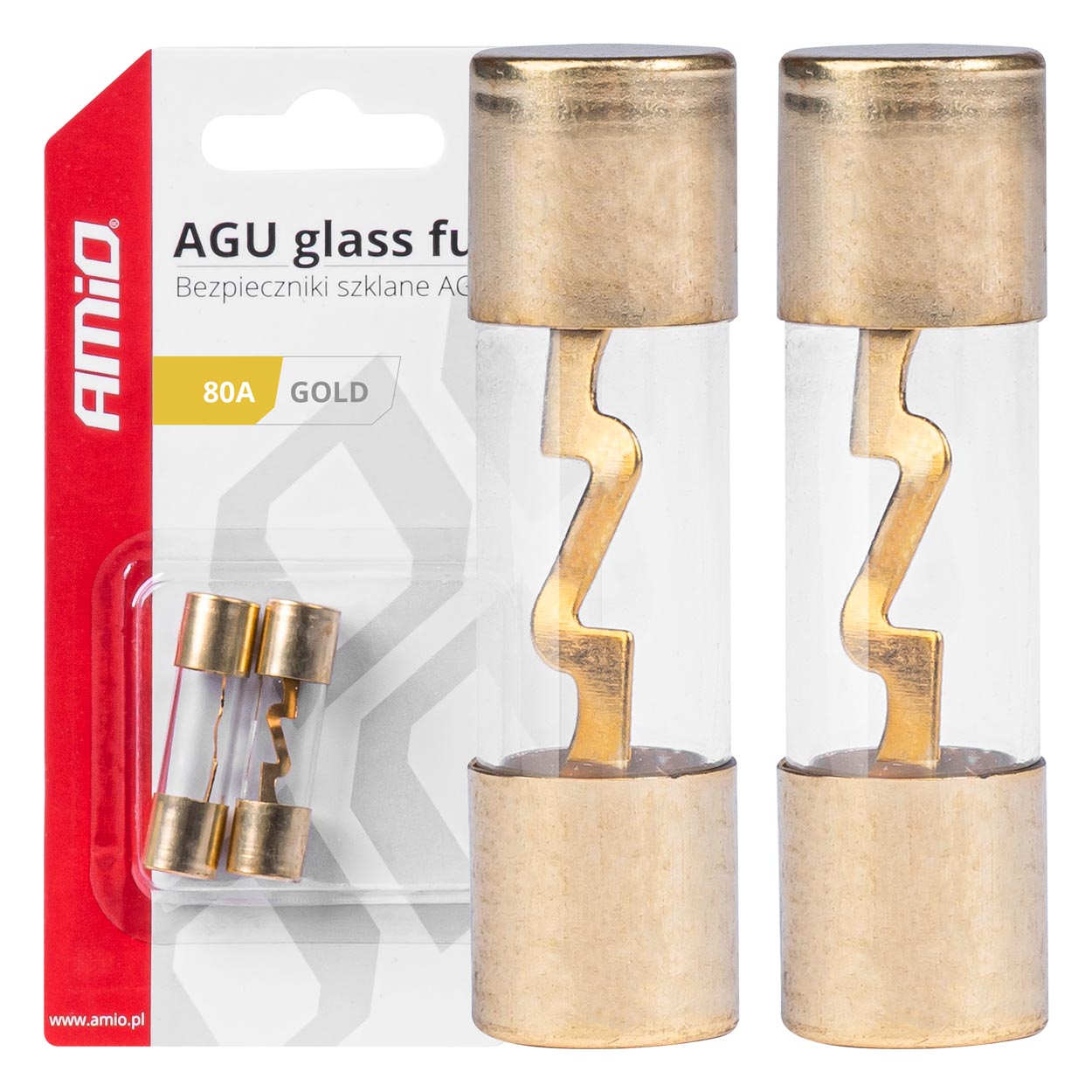 AGU-glassikringer 80A i pakke med 2 stk.