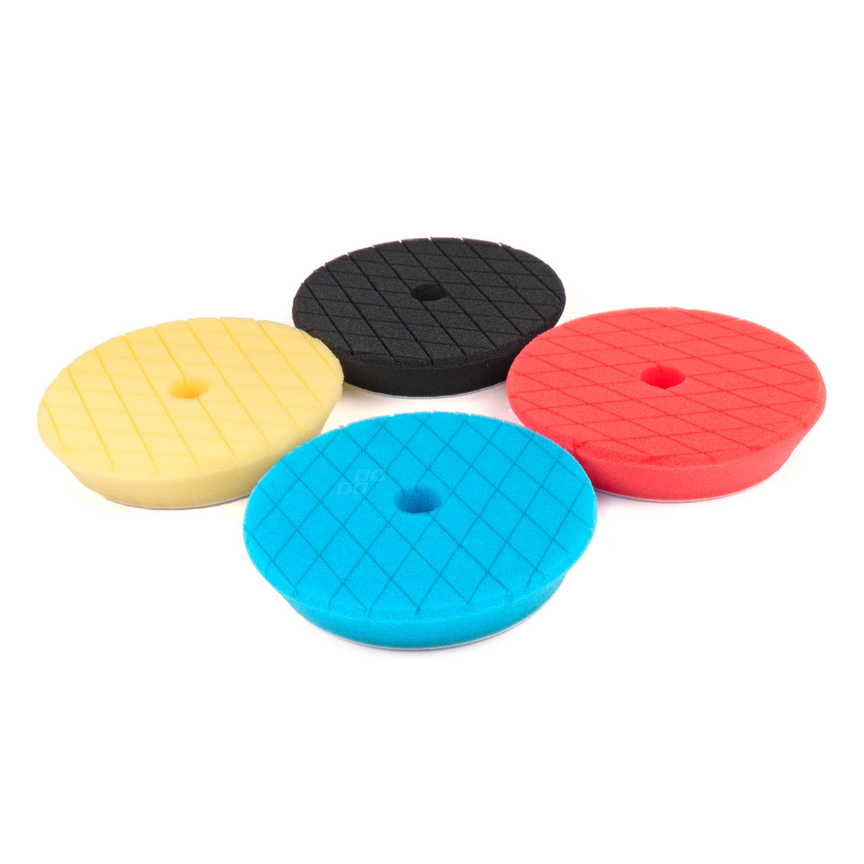 Polersvampesæt med fire polersvampe i forskellige farver