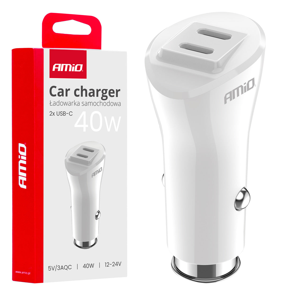 Hvid billader med to USB-C-porte