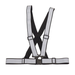 Sort refleksvest med seler og refleksstriber
