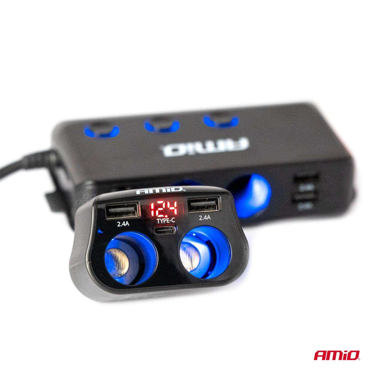 12/24V stikdåse med to USB-porte og USB-C-port