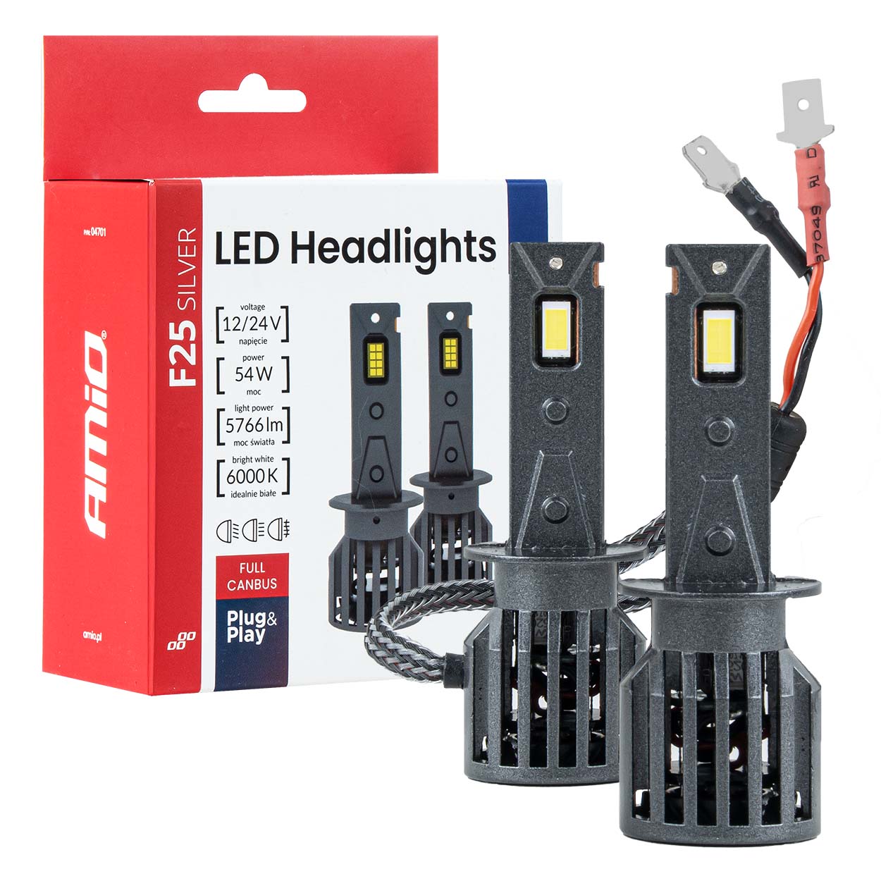 LED-forlygtepære H1 F25 Silver med Full CANBUS