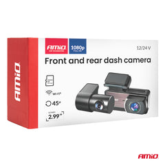 Dashcam til forrude og bagrude med front- og bagkamera i 1K