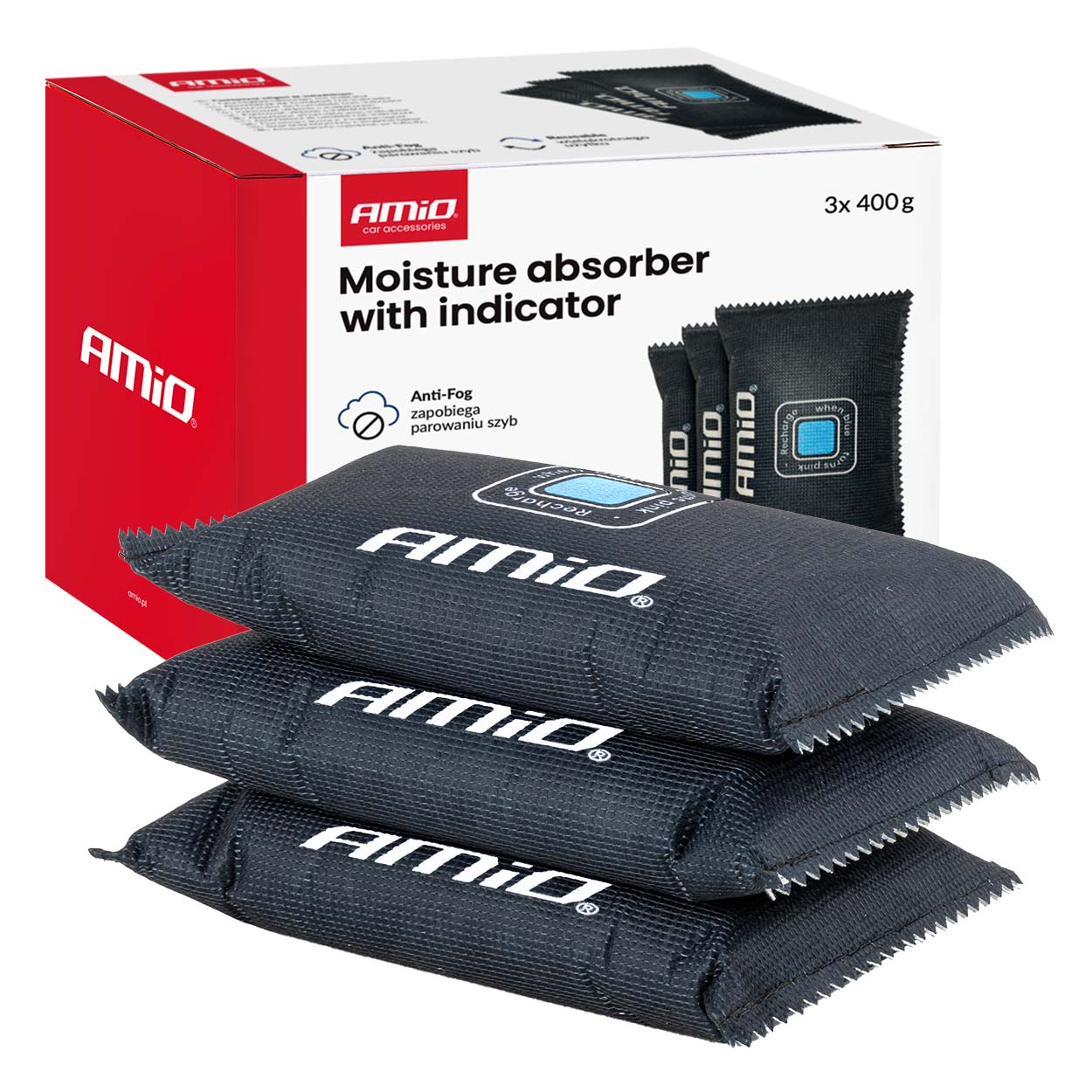 Fugtabsorber med indikator, 3 x 400 g
