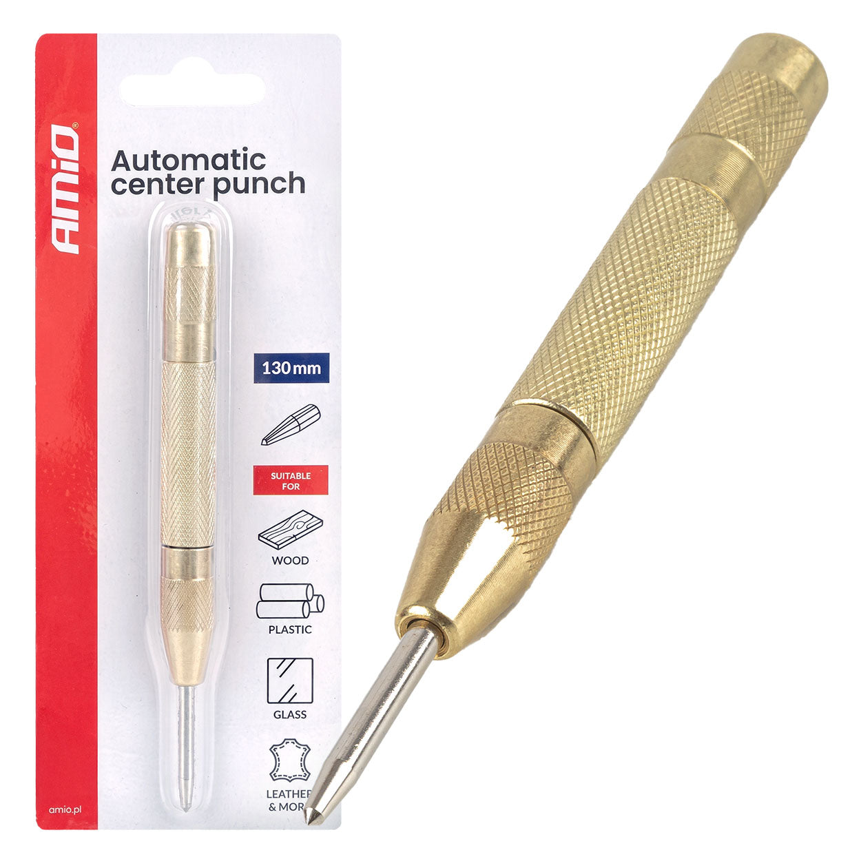 Automatische centerpons van 130 mm in koolstofstaal