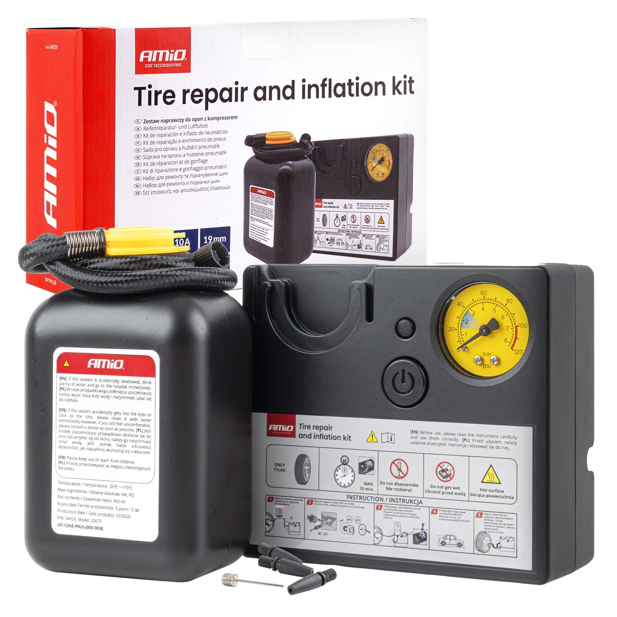 Bandenreparatieset met 12V-compressor