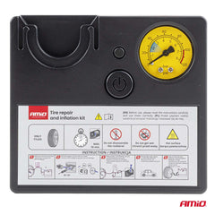 12V-compressor met drukmeter voor autobanden