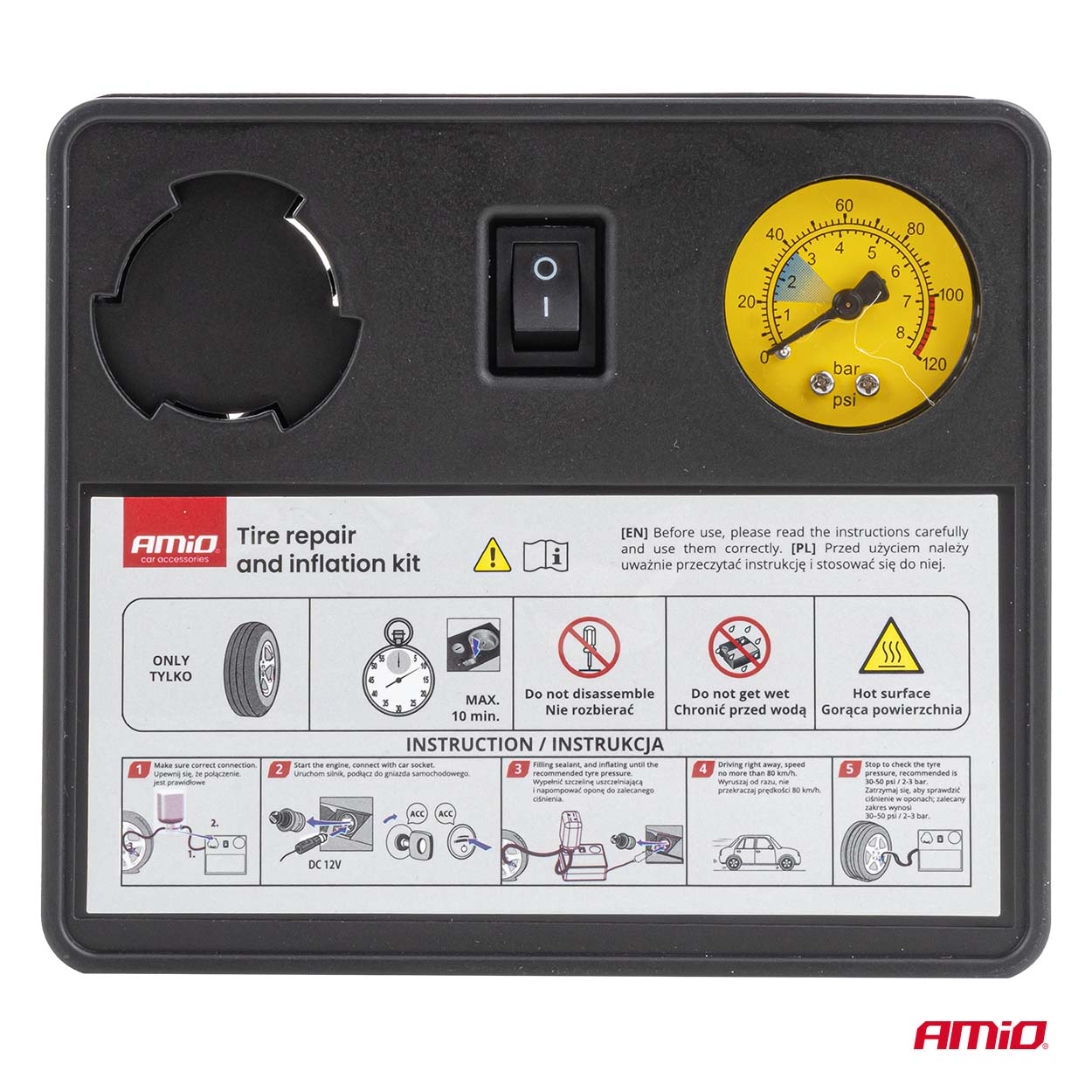12 V-bandenreparatieset met een maximale druk van 120 PSI