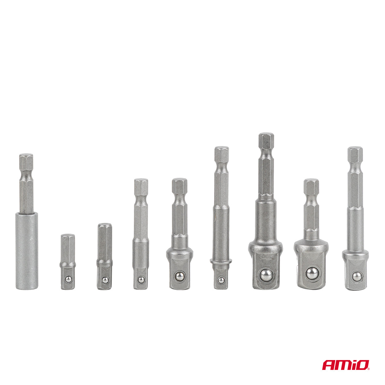 Doppenset-adapters in de maten 1/4, 3/8 en 1/2 inch