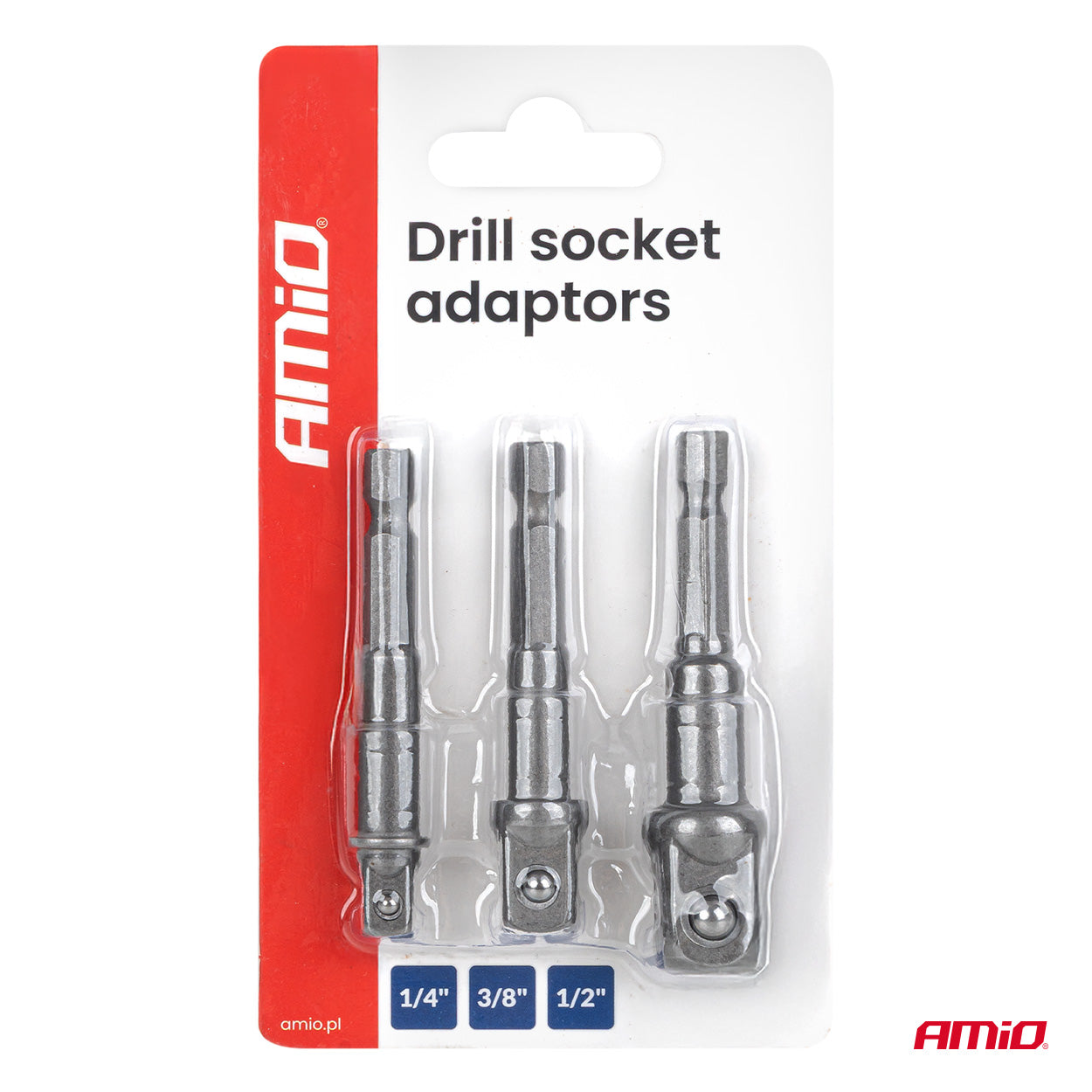 Doppenset adapters in de maten 1/4, 3/8 en 1/2 inch