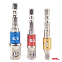 Kleurgecodeerde dopsleuteladapters voor 1/4 inch HEX-gereedschap