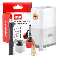 Draagbare digitale fietscompressor met LED-display
