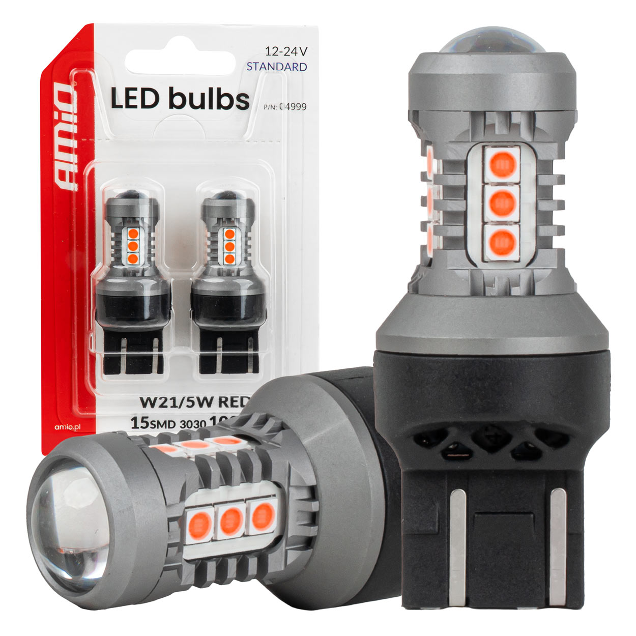 Rode 7443 W21/5W LED-lamp met 15 SMD LED's
