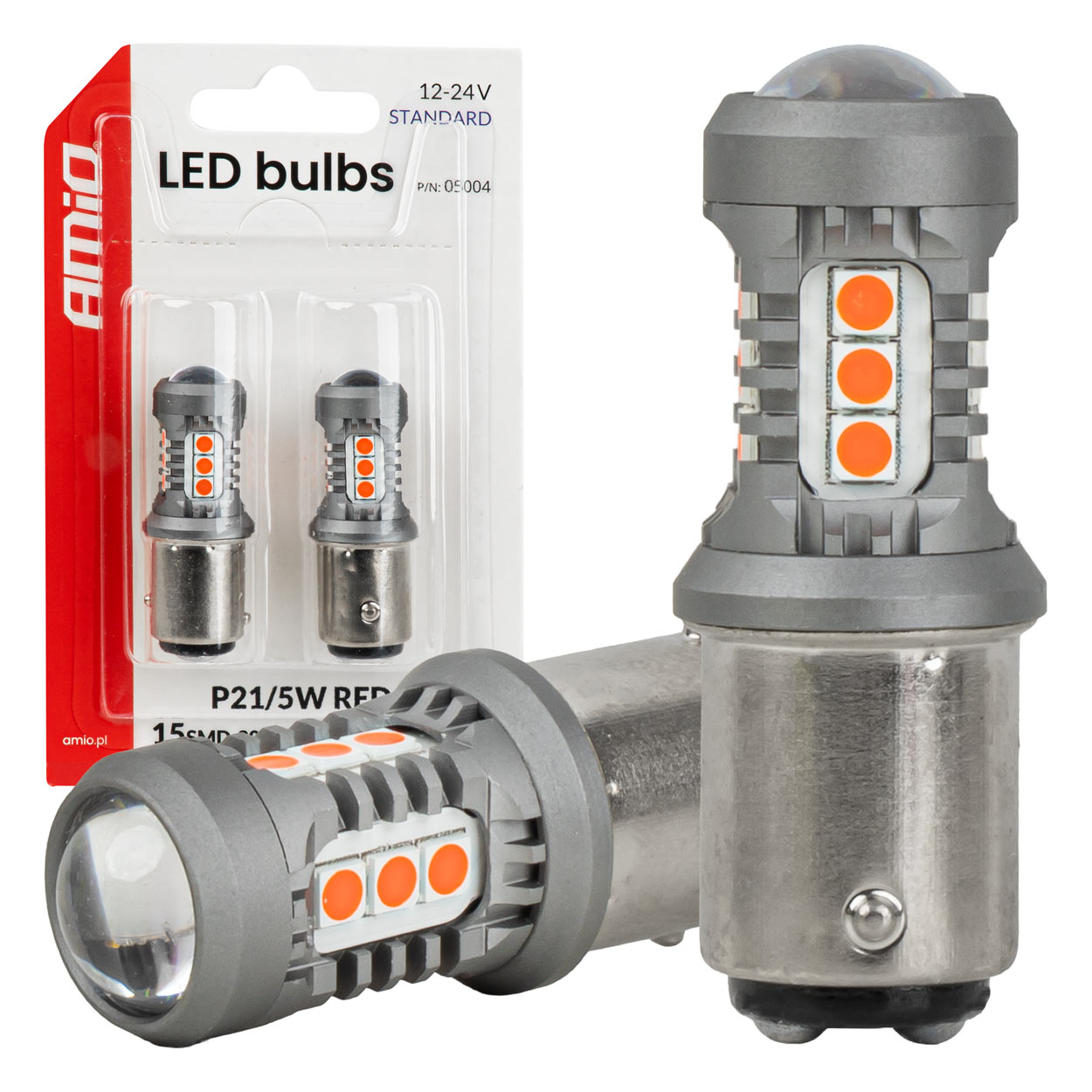 Rød LED-pære med BAY15D P21/5W-sokkel