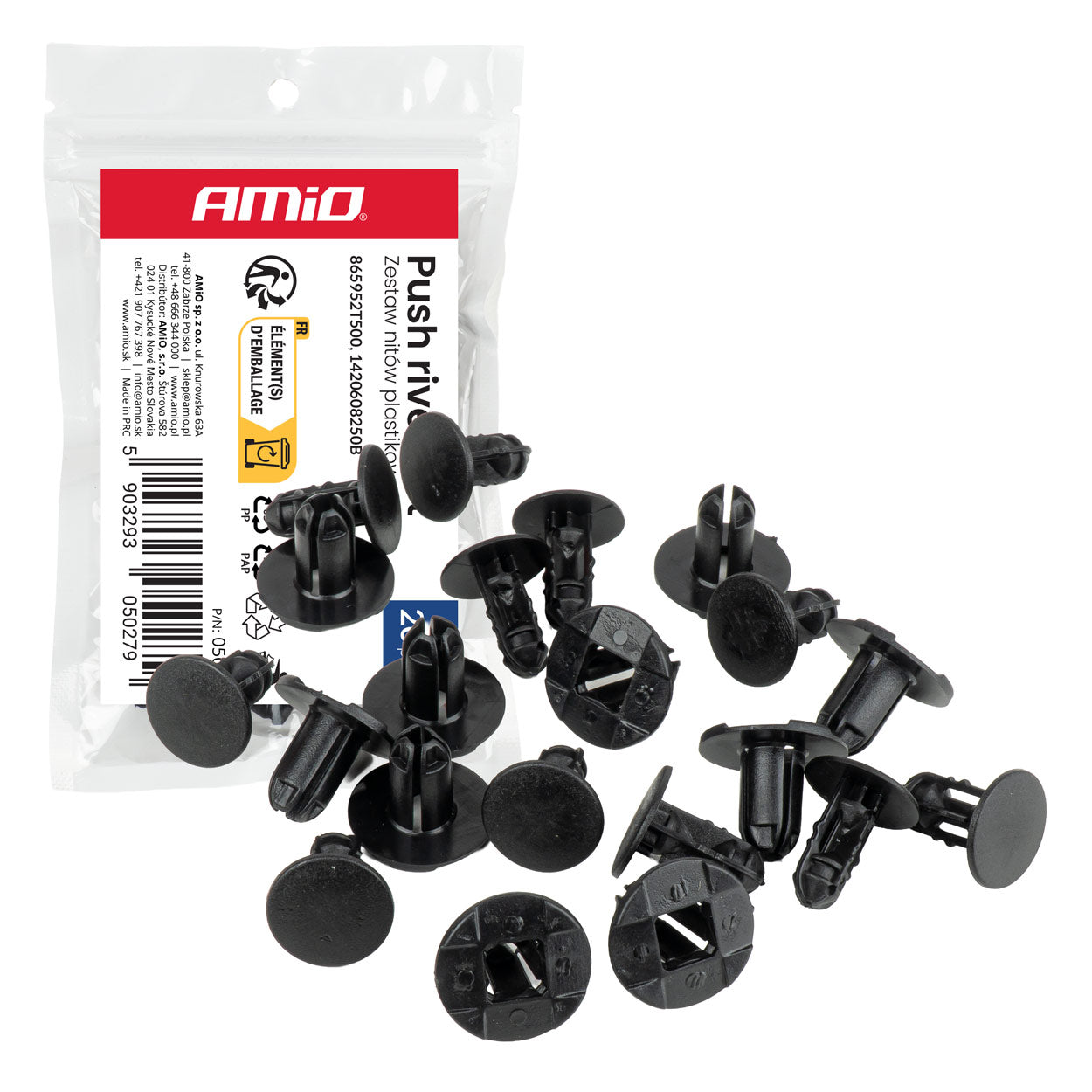 Set met 20 kunststof clips voor de auto