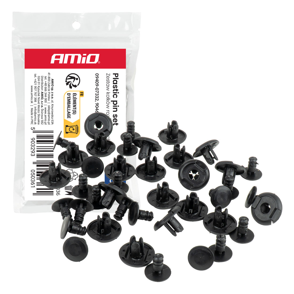 Set van 20 kunststof expansieclips, 10 mm lang en 6,5 mm in diameter