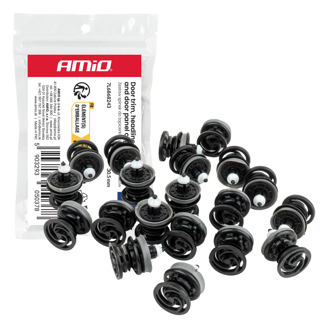 Set bekledingsclips voor de auto van 30,5 mm met 20 kunststof clips