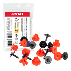 Clips en schroeven voor motorkapafdekking, 10 sets