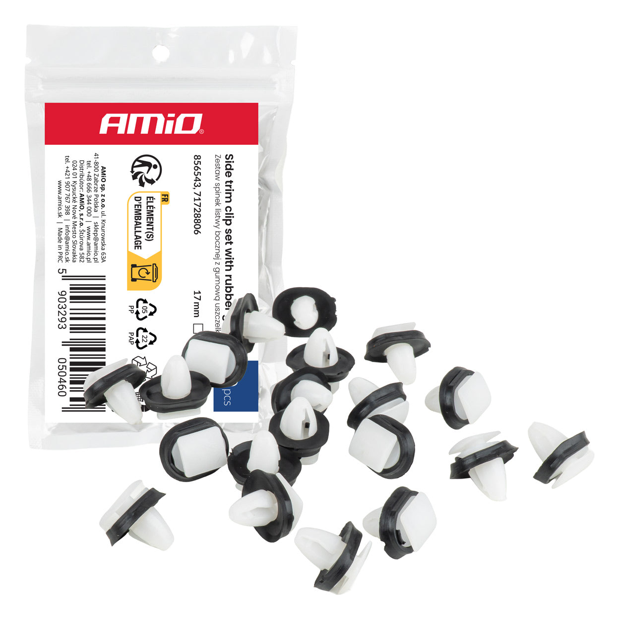 Sierlijstclips met rubber afdichting 8 x 17 mm