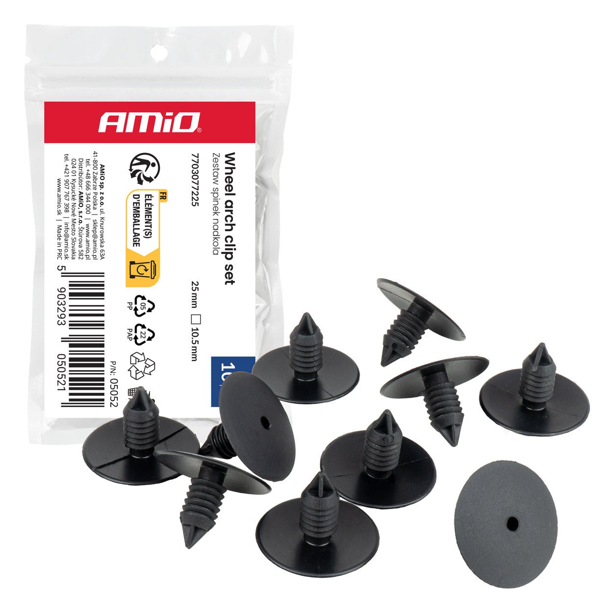 Set met wielkastclips voor het bevestigen van kunststof delen