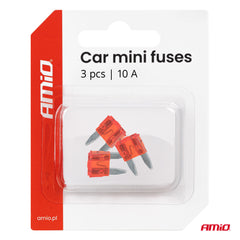 10A MINI autozekeringen, verpakking met 3 stuks.