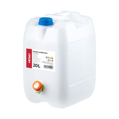 Witte waterjerrycan van 20 liter in HDPE-kunststof met kraantje