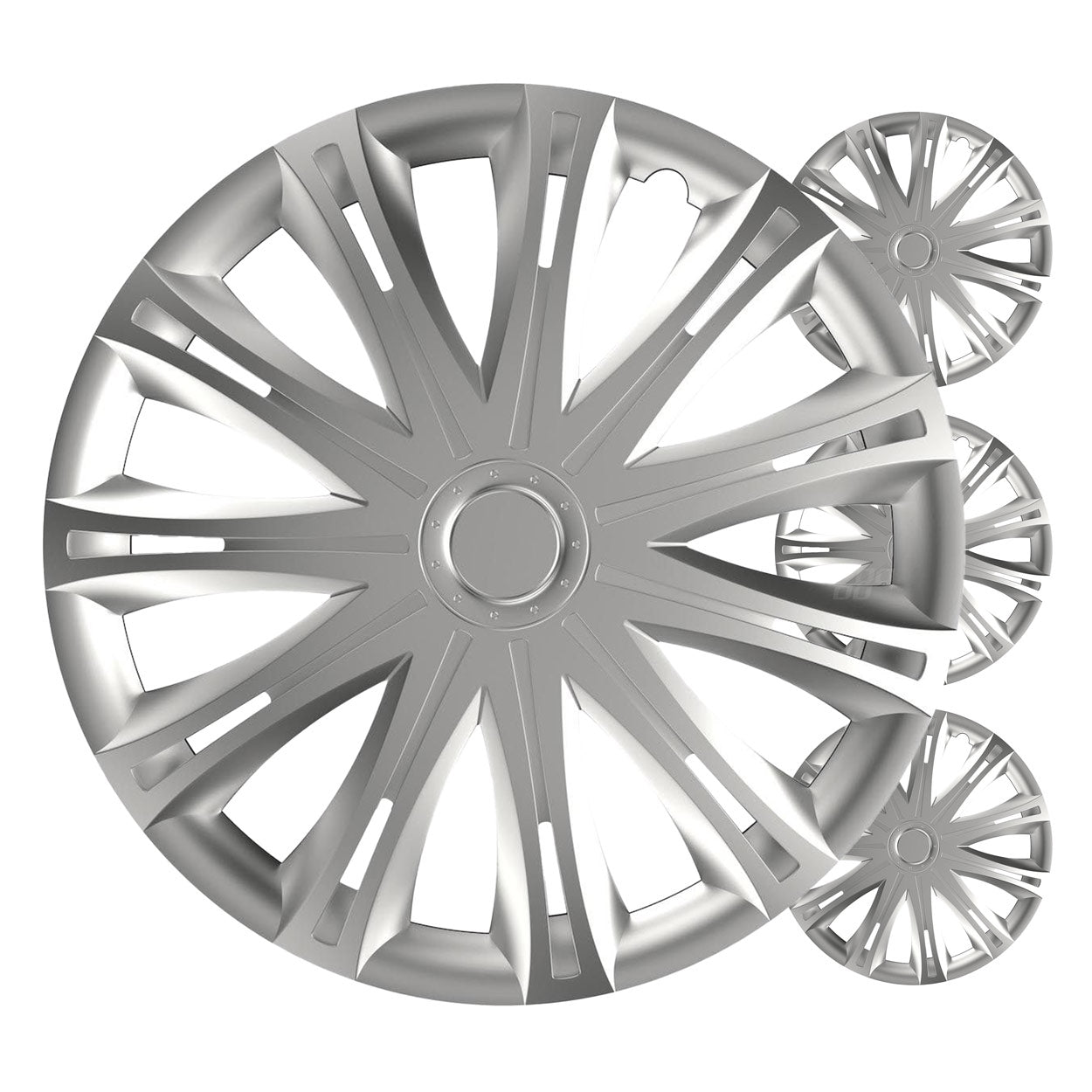 Versaco Spark wieldoppen 13 inch in zilver en zwart, set van 4