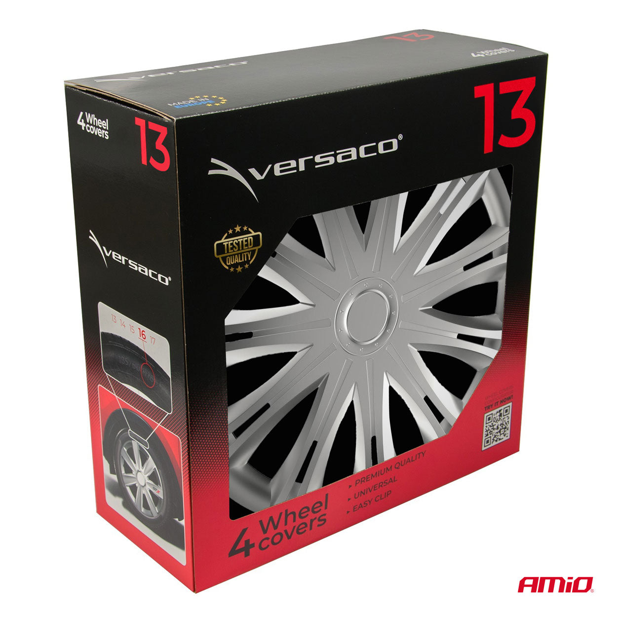 Wieldoppen voor stalen velgen 13 inch model Spark in zilver en zwart