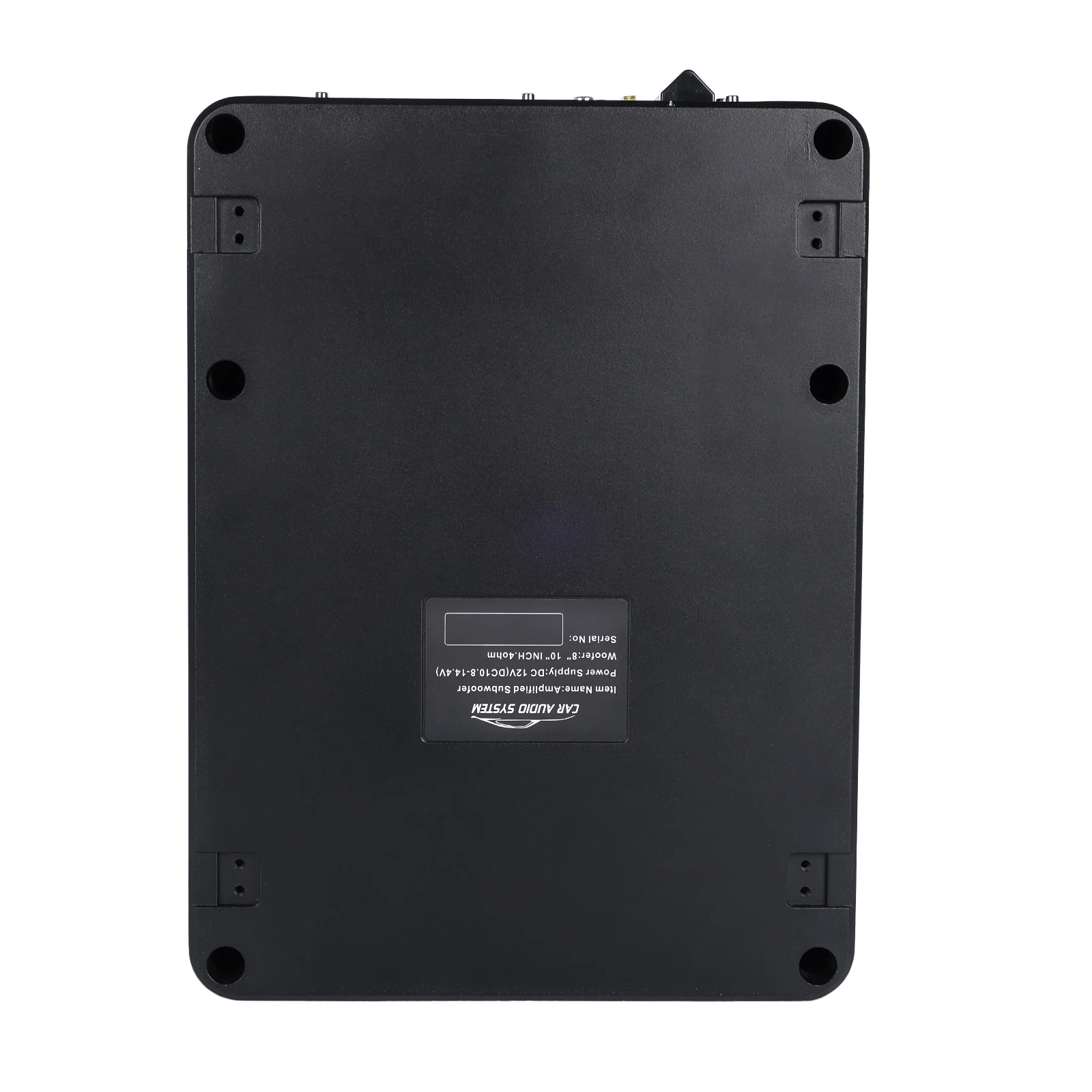 10” slanke actieve subwoofer voor de auto – 600W onder de stoel, achterpaneel met bedieningsknoppen en aansluitingen