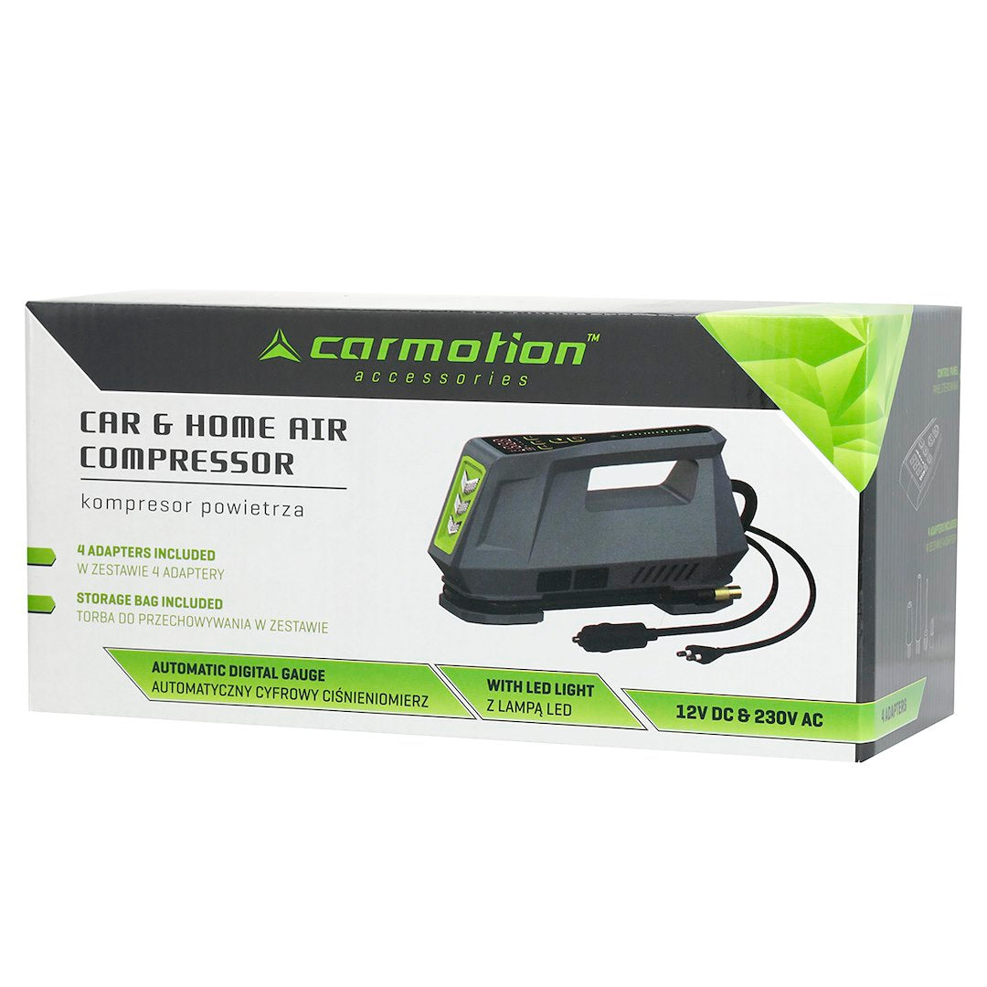 CARMOTION luchtcompressor met digitale drukmeting en LED-verlichting