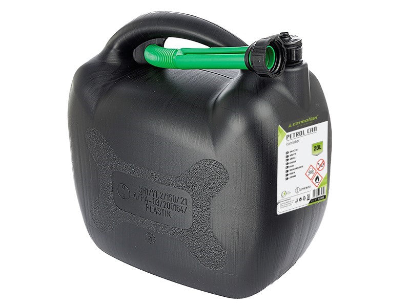 Ovale kunststof jerrycan 20 liter zwart met dop