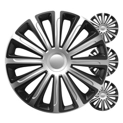 Versaco wieldoppen Trend zwart en zilver 14 inch set van 4