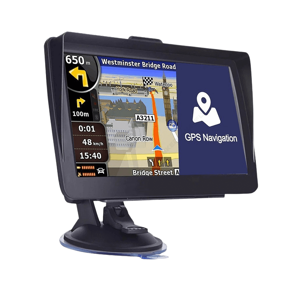 7" touchscreen GPS-navigatie – universeel met gedetailleerde kaartweergave en navigatie. Perfect voor auto’s en bedrijfsvoertuigen.