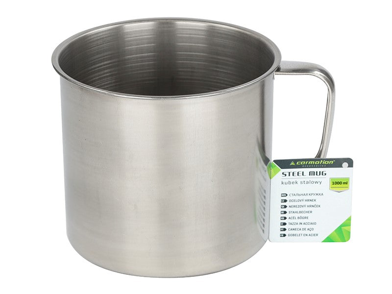 Grote stalen mok met handvat van 1000 ml