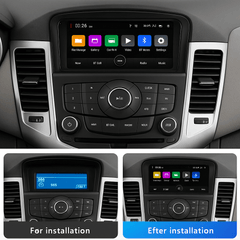 Chevrolet Cruze 09-14 - 7" radio met Apple CarPlay en Android Auto installatievergelijking voor en na