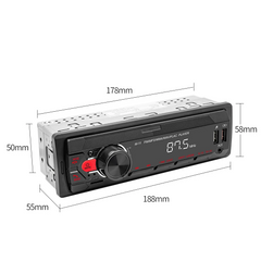 Universele 1-DIN radio met Bluetooth, FM & USB – MP3-speler met LED-display