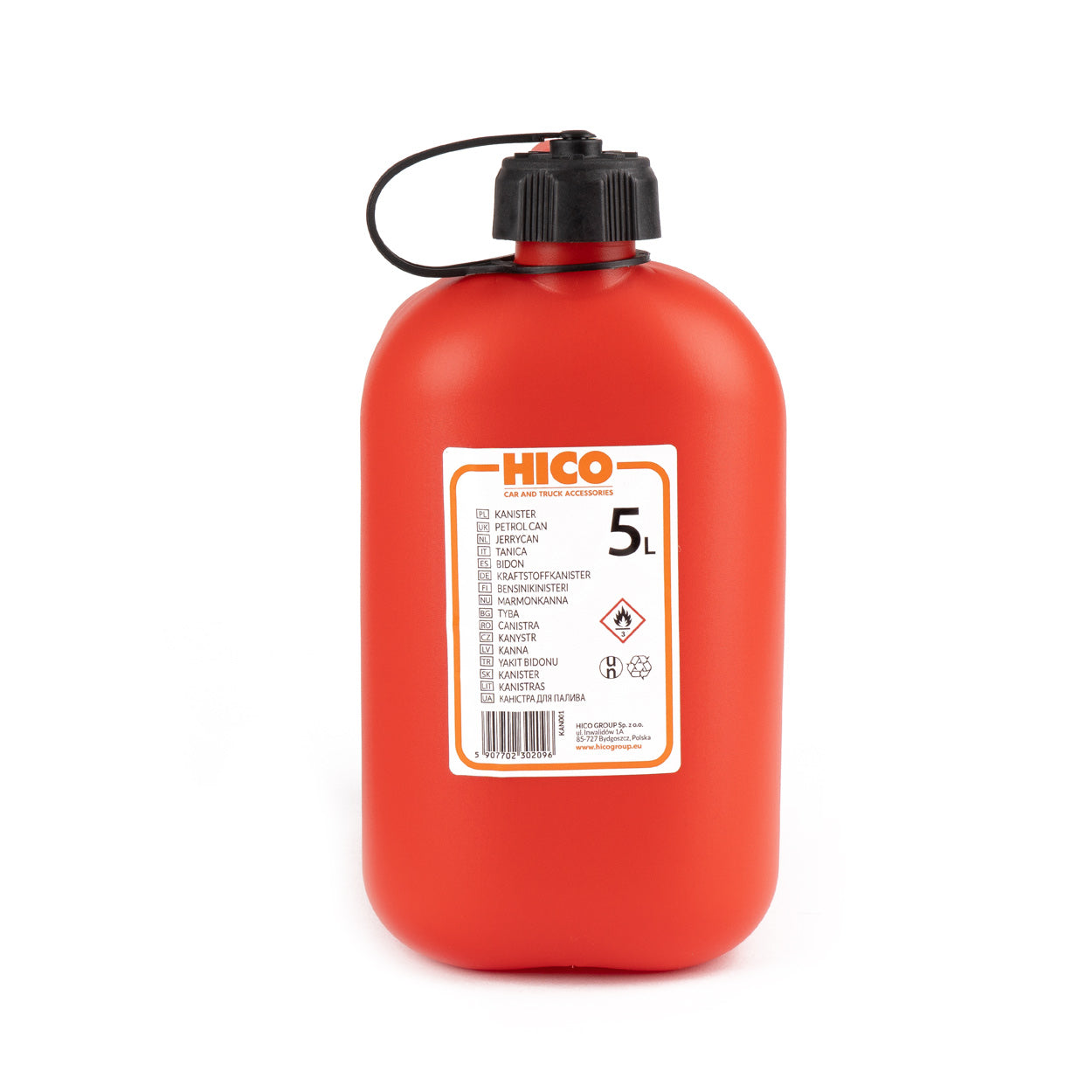 Rode kunststof brandstofjerrycan van 5 liter
