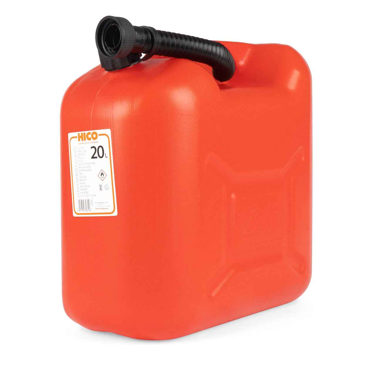 Rode kunststof brandstofjerrycan van 20 liter