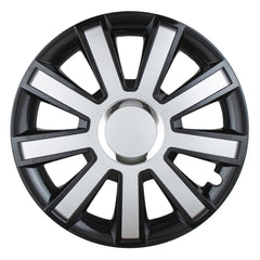 FLASH wieldoppenset in zwart en zilver voor 14 inch stalen velgen