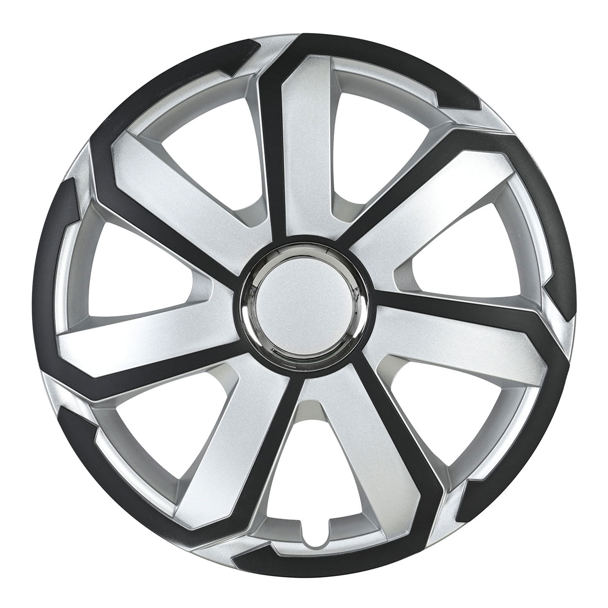 AEROSPIN wieldop in zwart en zilver voor 16 inch stalen velg