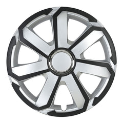 AEROSPIN wieldop in zwart en zilver voor 16 inch stalen velg