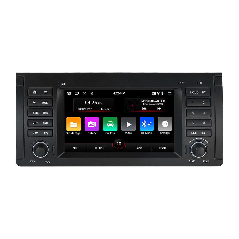BMW X5 99-06 – 7" radio met Apple CarPlay en Android Auto met modern scherm en knoppen