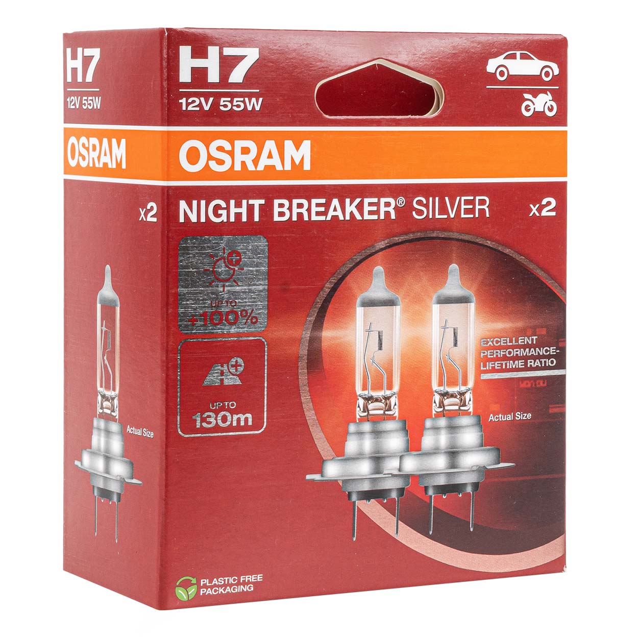 Osram H7 NIGHT BREAKER SILVER halogeenlampen, 2 stuks.