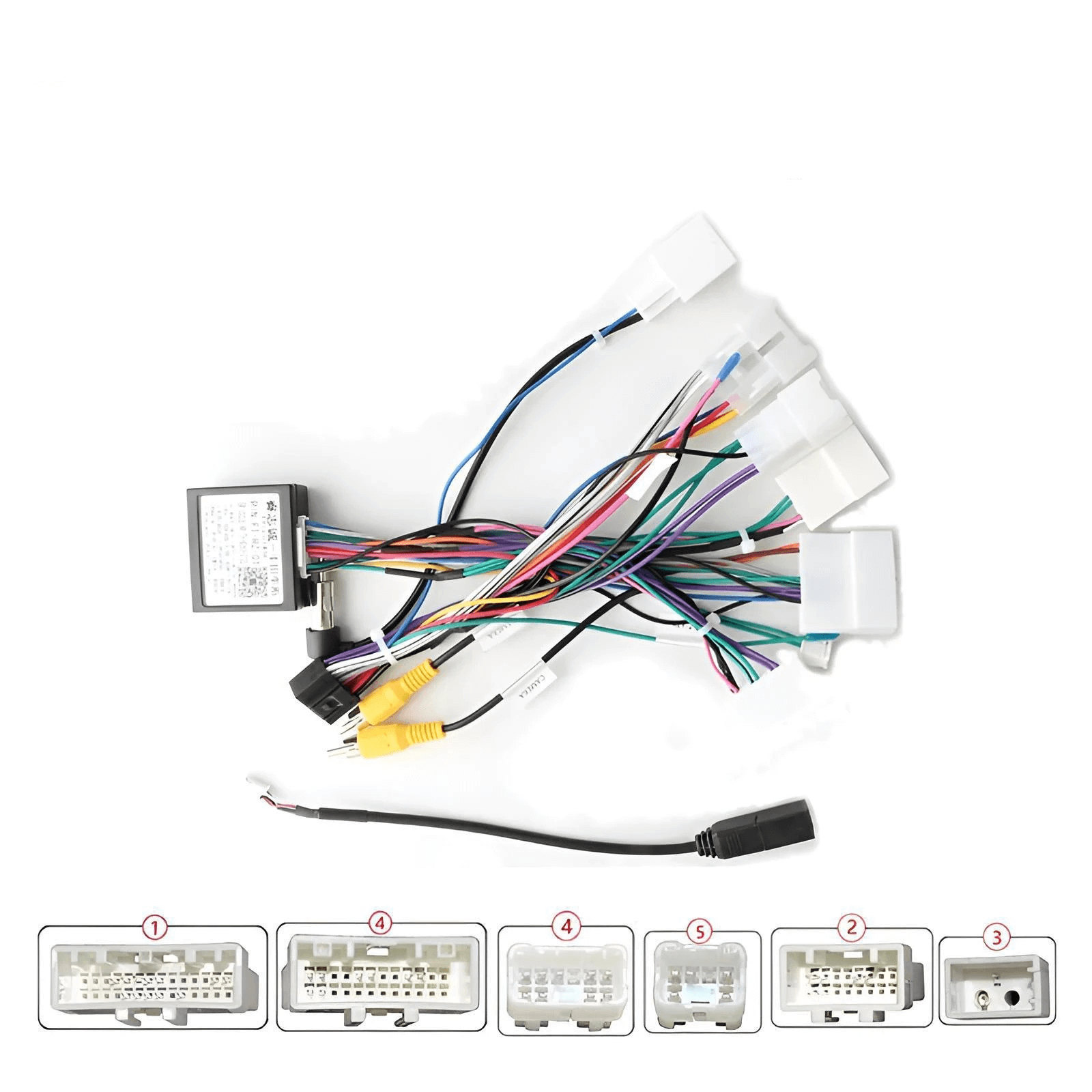 Radiokabel voor Toyota met Canbus en orig. camera, inclusief kabelboom en stekkers, compatibel met multimediasystemen voor auto's.