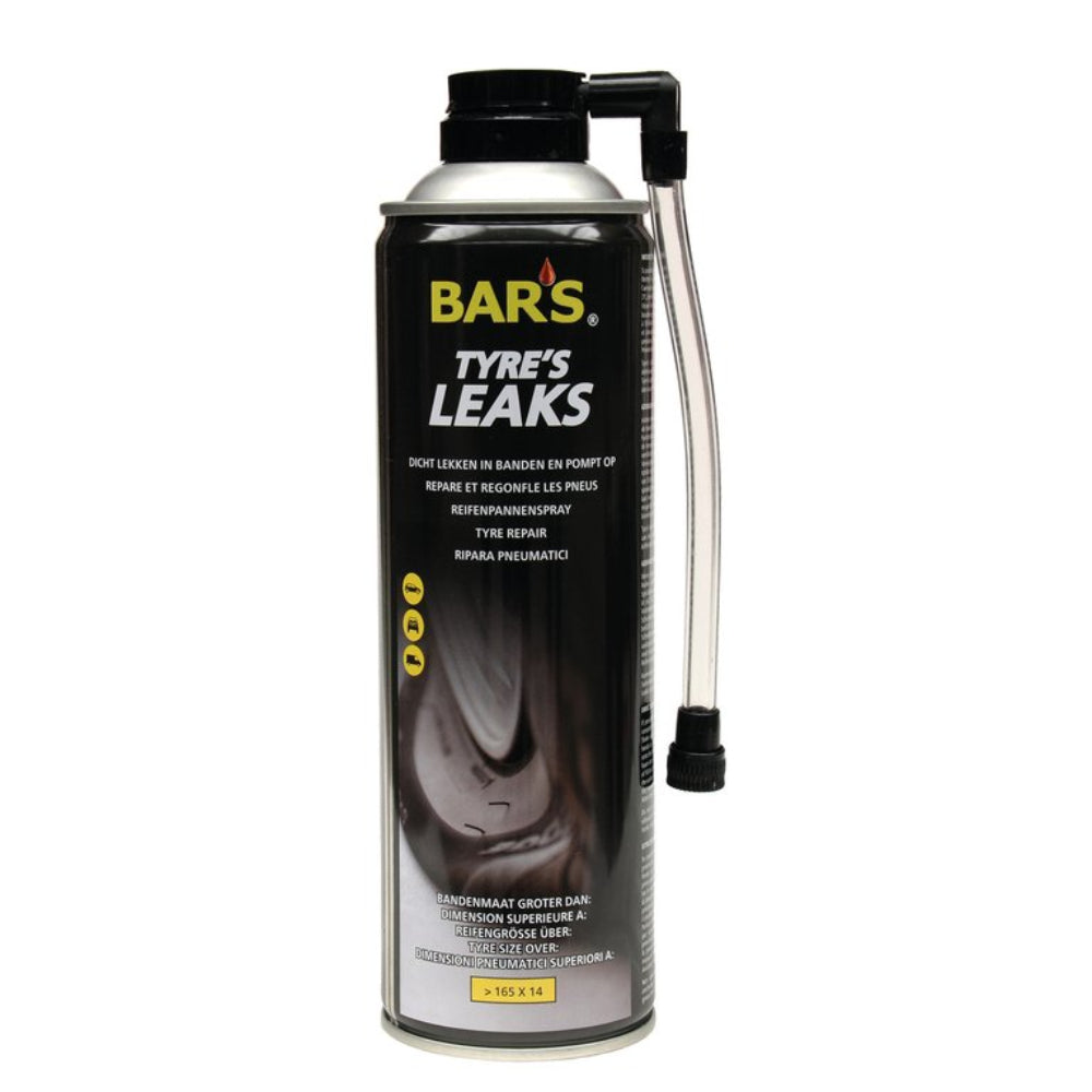 Bar's Tyre's Leaks Dækreparation 500ml spray til reparation af dæk og forsegling af lækager.