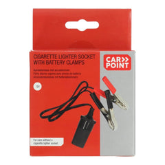 Carpoint 12V sigarettenaanstekerstekker met accuklemmen 10A 