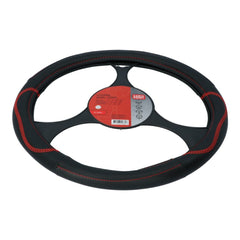 Carpoint stuurhoes van PU-leer, zwart met rode details, 37-39 cm 
