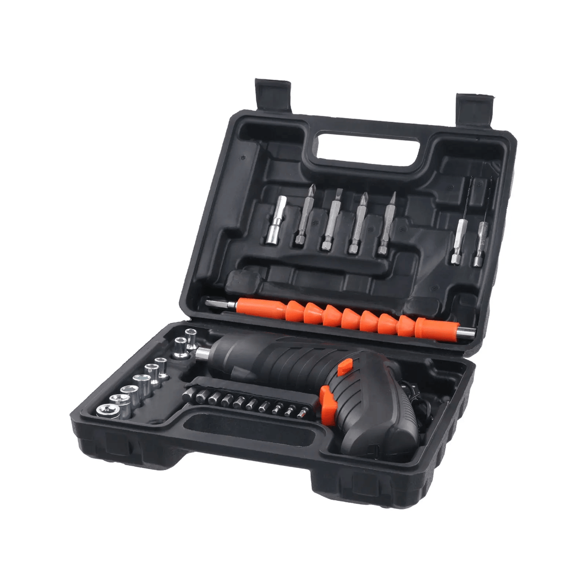 Elektrische schroevendraaierset 47-delig – 3.6V draadloos multigereedschap in opbergkoffer met gereedschap en accessoires.