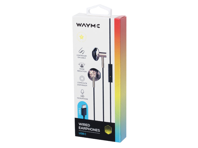 WAYME USB-C oordopjes – in-ear met microfoon en ruisonderdrukking 