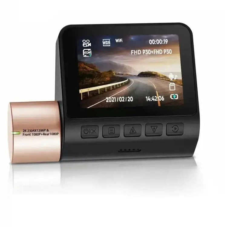 2K dashcam met wifi & parkeerbewaking (voor/achter) 